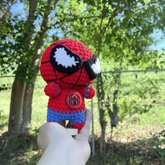 Spiderman Crochet Doll | Amigurumi Superhero Plush | Cute Spiderman Decor Gift - Picture 3 of 9